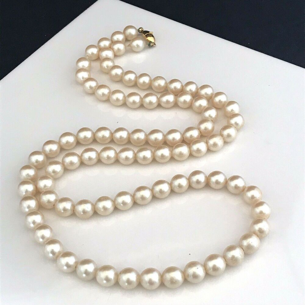 Vintage 1980s Monet Necklace Simulated Pearl Gold Tone - 6I